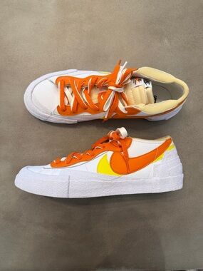 😎 Nike White Orange & Yellow Low-Top Sneakers